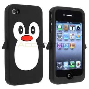   Penguin Soft Silicone Rubber Skin Back Case Cover for iphone 4 4G 4S