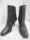 Stuart Weitzman Black Leather Zip Front Heel Boots 8.5M