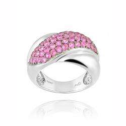   Silvertone Created Pink Sapphire Criss Cross Ring  