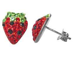 Sterling Silver Crystal Strawberry Earrings  