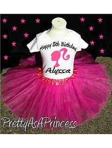 BIRTHDAY BARBIE TUTU OUTFIT PINK DRESS AGES 1 5  