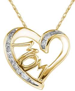 14k Gold 1/8ct TDW Diamond Heart Mom Necklace  
