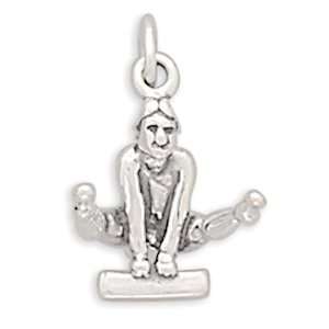  Sterling Silver Vaulting Gymnast Charm with 18 Steel 