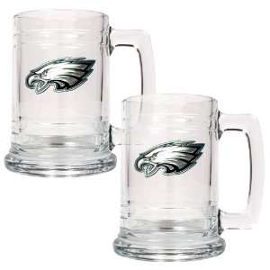 Philadelphia Eagles NFL 2pc 15oz Glass Tankard Set  Primary Logo 