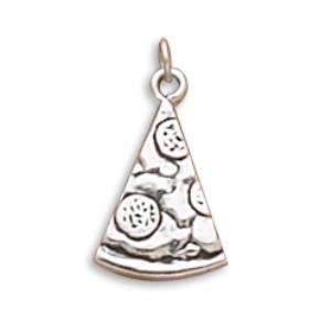  3 D Slice of Pizza Charm Sterling Silver Jewelry
