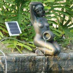 Bronze Girl Kneeling Holding Pot 2 watts Solar Water Pump Kit 
