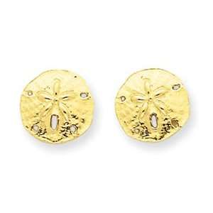  14k Gold Sanddollar Post Earrings Jewelry
