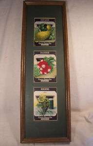 CARD SEED CO. VEGETABLE SEED PACKET FRAMED ART   3 MATS  