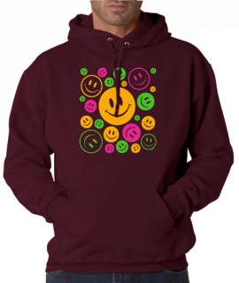 Neon Smiles Happy Faces 50/50 Pullover Hoodie  