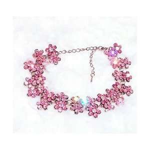  Rhinestone Flower Necklace In Pink