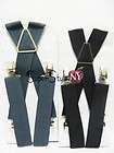 Lot of 2 Mens Suspenders Dark Gray & Black Stretch Design Elastic 