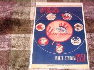 1951 New York Yankees Vs. Chicago Official Program  