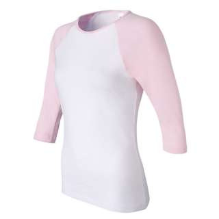 Ladies 3/4 Sleeve Baseball Jersey T Shirt ¾ Top Tee Bella 2000 Size S 