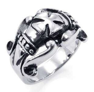 Vintage Silver Tone S.Steel Ethnic Cross Ring Mens Hot  