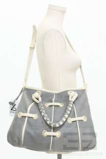 Zina Eva Grey & Cream Deerskin Leather Gigi Satchel Bag NEW  