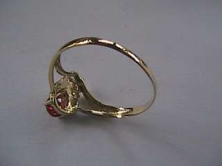10K Yellow Gold Pear Garnet and Diamond Ring  