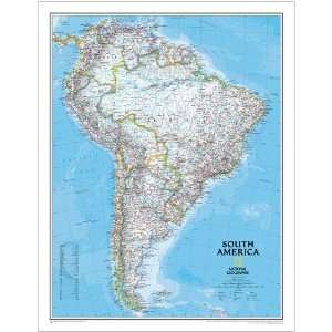   Geographic South America Political Map, Enlarged