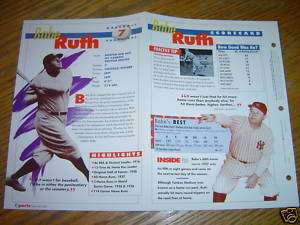BABE RUTH SPORTS HEROES 4 PAGE BOOKLET SHEET CARD  
