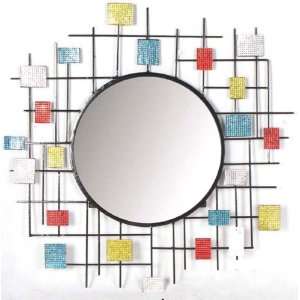  Multi colored gemoetric patterned round metal wall décor 
