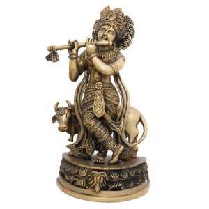 Religious Statues Lord Krishna Brass Sculpture 