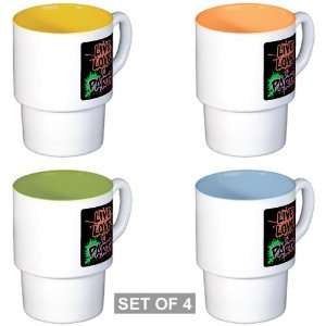  Stackable Coffee Mugs (4) Live Love and Party (80s Decor 