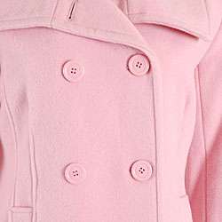 Black Rivet Womens Pink Button front Wool Peacoat  
