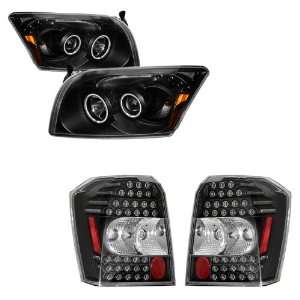 07 11 Dodge Caliber Black CCFL Projector Headlights with LED Bar + LED 