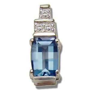  .045 ct 7X5 Barrelcut Blue Topaz Pendant Jewelry