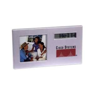  Scrolling message photo frame with alarm clock.