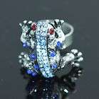 Lucky Baby Blue Frog cocktail ring 6 7 8 9 One Size w/