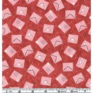  45 Wide Hearts Aflutter Love Letters Red Fabric By The 