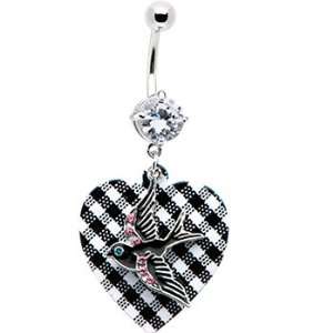  Plaid Heart Flying Bird Belly Ring Jewelry