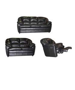 Black Leather Sofa, Loveseat, and Rocker/ Recliner  