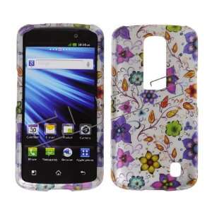 LG Nitro HD P960 P 960 Silver with Purple Pink Colorful Floral Flowers 