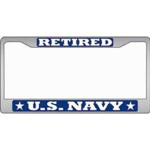  U.S. Navy Retired Chrome License Plate Frame Automotive