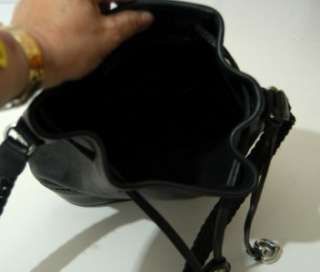 BRIGHTON Blk Leather Bucket Bag Handbag Purse 7 Concho  