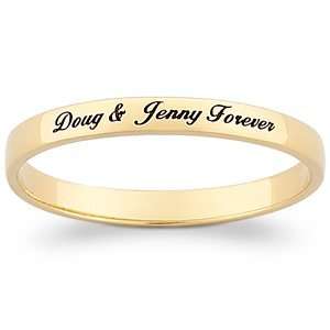 Slim Top Engraved Message Band in Sterling Plated with 18K Gold