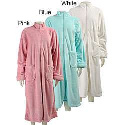 Dream Lover Womens Solid Zip front Long Robe  