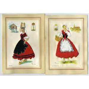   Embroidered Greeting Cards Vascaongadas and Galicia 