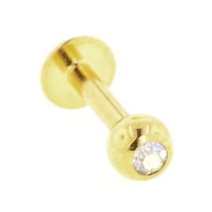  PVD Stainless Externally Threaded Labret 16g 3/8 Gold 