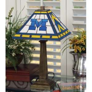  University of Michigan Stained Glass Mission Style Lamp 