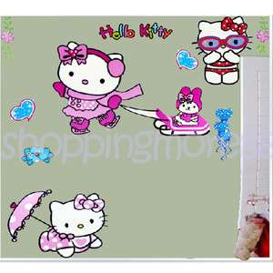 styles (swimming, skating & bb) Hello Kitty Cute Wall Sticker Home 