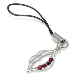  KISSABLE LIPS with RED Stones Cell Phone Charms  