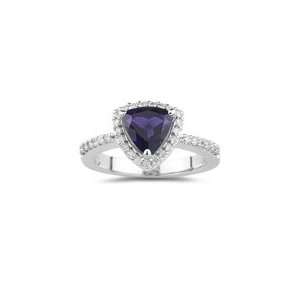  0.30 Ct Diamond & 1.30 Cts Amethyst Ring in 14K White Gold 