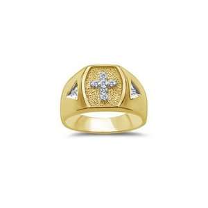  0.06 CT MENS DIAMOND CROSS RING IN BORDERED BACKGROUND 7.0 