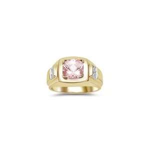  0.06 Cts Diamond & 1.62 Cts Morganite Ring in 14K Yellow 