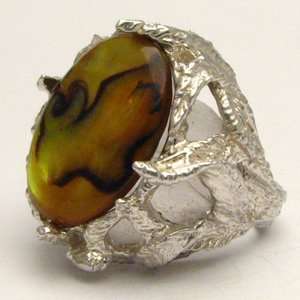 New Gold Paua Shell 18x13mm Solid Sterling Silver Gemstone Ring  