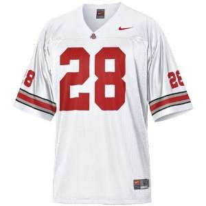  Nike Ohio State Buckeyes #28 White Replica Football Jersey 