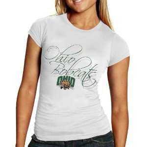  Ohio Bobcats Ladies White Script T shirt (X Large) Sports 