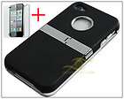 Deluxe Black Stand Case Cover W/Chrome for iPhone 4 4S front&back 